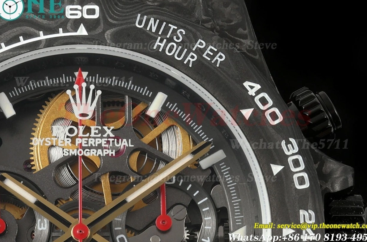 Diw N6F Carbon Daytona DD4801 NY Skeleton Dial 40mm Red 0202